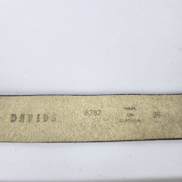 Genuine Cowhide Hair On Hide Leather Belt Womens 36 Brown White - Picture 8 of 15